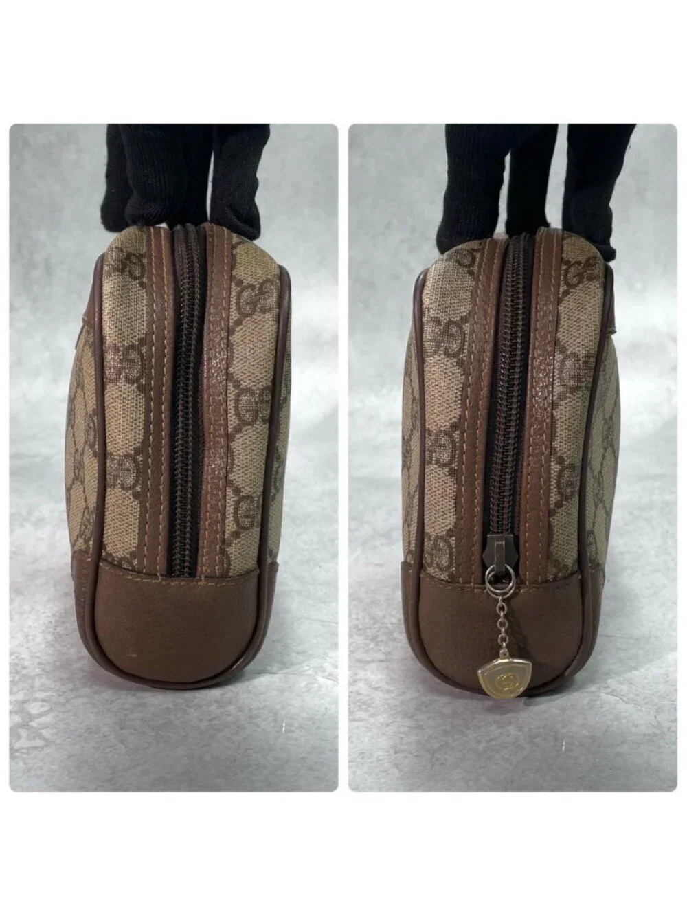 Gucci Clutch Brown Leather Logo Second